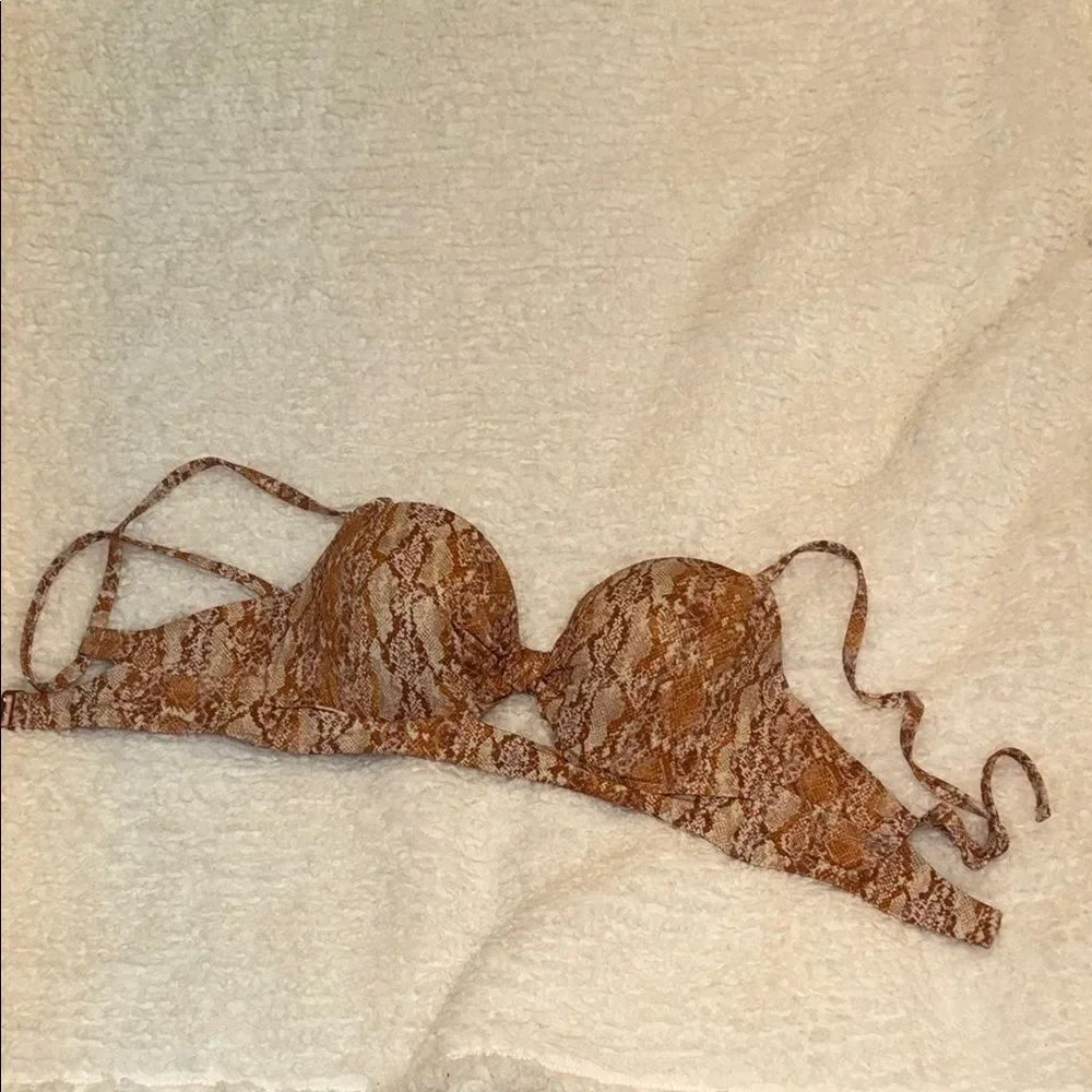 Brown Snake Print Bikini Top